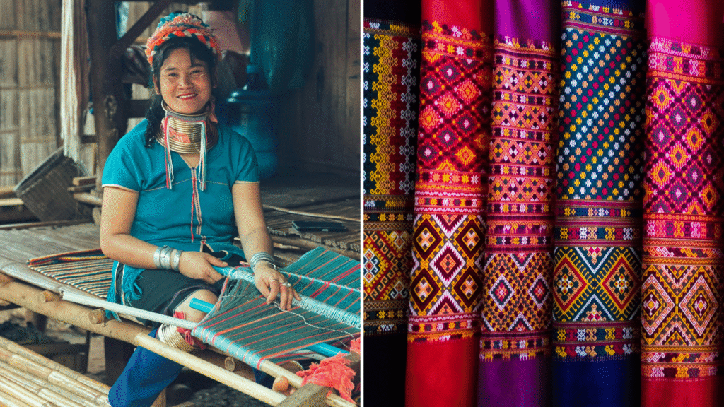 Local artisan weaving silk in northern Thailand