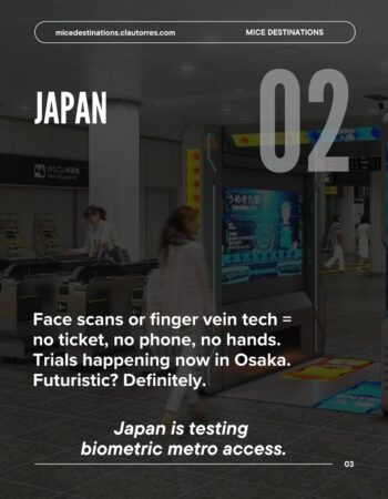 Commuter using facial recognition access at a Japanese metro gate
